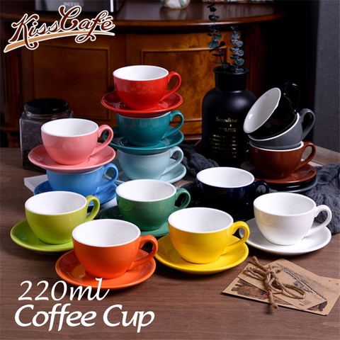 Juego de tazas de café de cerámica de alta calidad, 220ml, taza Simple de estilo europeo, capuchino, taza con adornos de flores, Latte ► Foto 1/6