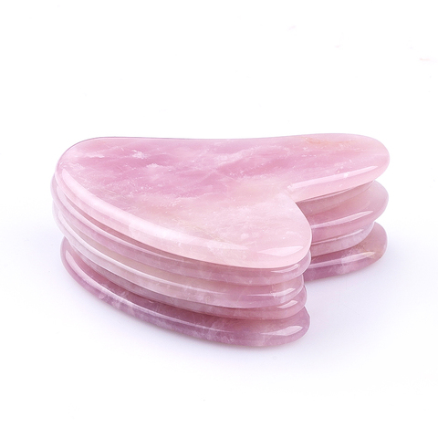 Masajeador de piedra Natural de cuarzo rosa, masajeador para terapia Facial y cuello, masajeador para tratamiento de salud, cuello cuerpo, gua sha ► Foto 1/6