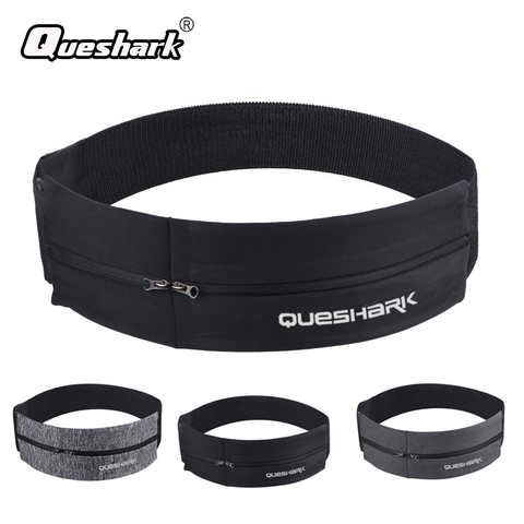 Queshark-riñonera elástica reflectante, bolsa deportiva con doble cremallera, bolsillo para correr, gimnasio, Yoga, riñonera para teléfono ► Foto 1/6