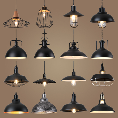 Loft Industrial Retro luces colgantes de hierro creativo para peluquería tienda de ropa luz cafe cubierta lámpara colgante lámpara de fábrica ► Foto 1/1