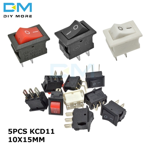 5 uds KCD11 3A 250V 10*15MM 2pin 3Pin en-10X15mm bote pequeño interruptor basculante encaje-interruptor de potencia, rojo, negro, blanco-de- ► Foto 1/6