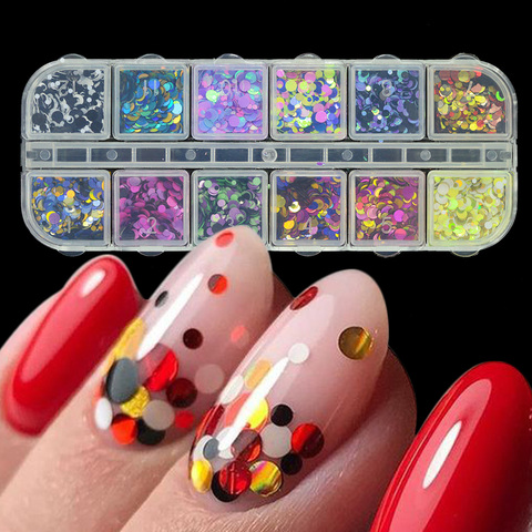 1 conjunto de colores mixtos 3D ultrafino lentejuelas clavo copos de brillantina/1/2/3mm brillante puntas DIY deslumbrante lentejuelas uñas artísticas decoraciones PRT ► Foto 1/6