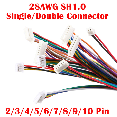 10 Uds SH 1,0 de alambre de Cable conector de Cable DIY SH1.0 JST 2/3/4/5/6/7/8/9/10 Pin línea electrónica única Conexión enchufe Terminal 28AWG 10cm ► Foto 1/5