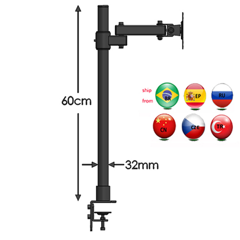 DL-T801L de 10-27 pulgadas de acero 60cm de alto soporte de escritorio de tv individual soporte de montaje de mesa lcd para 10 