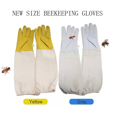 Guantes de apicultor antiabejas, mangas protectoras de piel de oveja ventilada y lona para herramientas de apicultura, guantes de Apicultura ► Foto 1/6