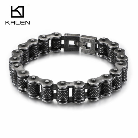 Kalen-pulsera de cadena de acero inoxidable para hombre, brazalete de cadena de acero inoxidable para bicicleta ► Foto 1/6