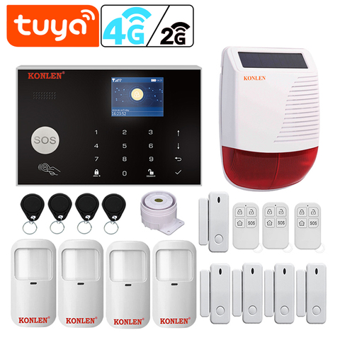 Kit de alarma inteligente 2G/ 4G GSM, Tuya, WIFI, sistema de alarma de seguridad para el hogar, antirrobo, inalámbrico por cable con cámara IP Alexa de Google y protección del hogar ► Foto 1/6