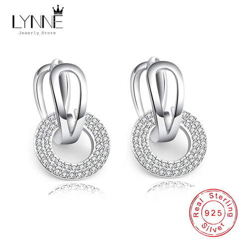 Pendientes de aro redondos y cuadrados de circonita AAA para mujer, de Plata de Ley 925, con diamantes de imitación finos, regalo, joyería ► Foto 1/6