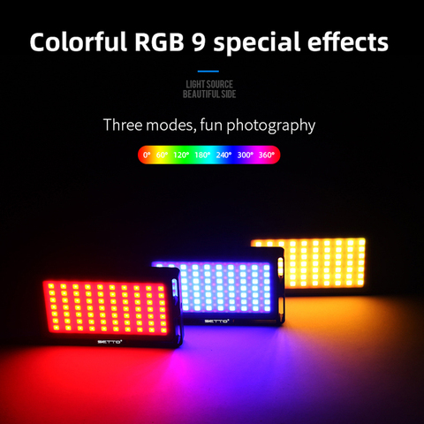 SETTO-Luz LED RGB colorida para vídeo, regulable a todo Color, modo de escena, estudio, Vlog, iluminación de fotografía, Pocketlite para cámara DSLR ► Foto 1/6