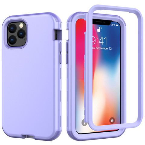 Funda de protección híbrida 3 en 1 para iPhone, carcasa de silicona resistente a prueba de golpes para iPhone 12 Pro 11 Pro Max XR XS Max X XS, 360 ► Foto 1/6