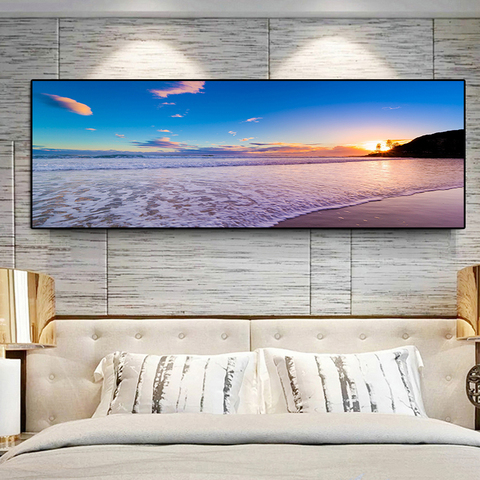 Paisaje de playa de mar Natural HD, pintura al óleo sobre lienzo, carteles e impresiones, imágenes artísticas de pared para sala de estar ► Foto 1/6