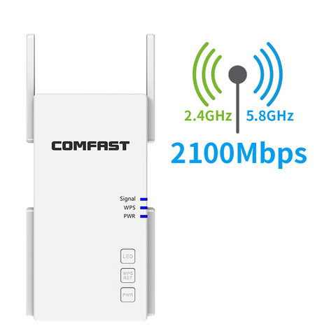 Repetidor WiFi inalámbrico de doble banda 1200M ~ 2100Mbps, amplificador WiFi de largo alcance de 2,4G y 5,8G, amplificador de señal con 4 antenas, enrutador wifi ► Foto 1/6