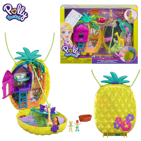 Polly Pocket-Mini muñecas de bolsillo para niñas, casa de muñecas Original, coche, juguetes para niños, accesorios Polly, caja del tesoro ► Foto 1/6