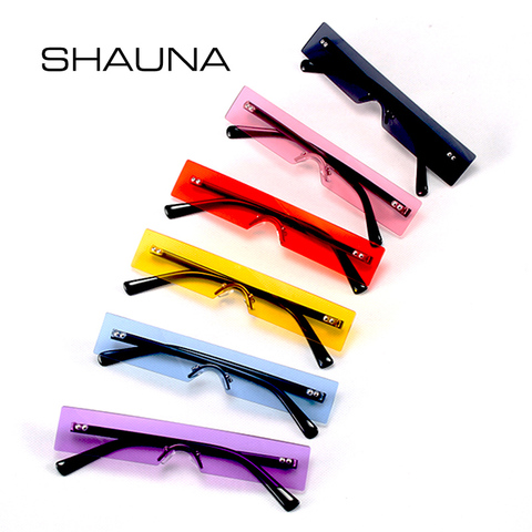 SHAUNA Ins Popular pequeño rectángulo gafas de sol de las mujeres de moda rojo transparente sin montura tonos hombres UV400 ► Foto 1/6