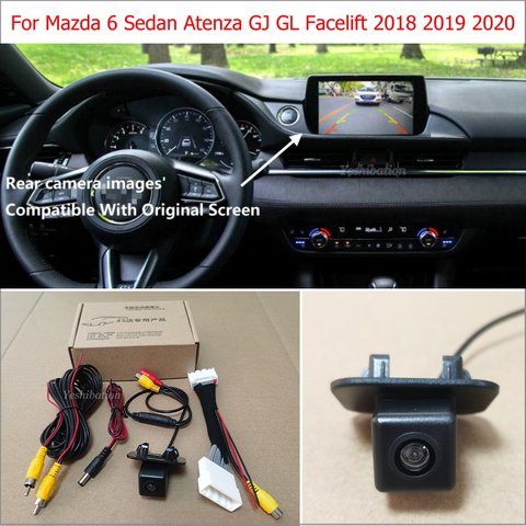 Cámara de marcha atrás para Mazda 6 Sedan Atenza GJ GL Facelift 2022, vista trasera de coche, juegos de cámara RCA y pantalla Original ► Foto 1/6