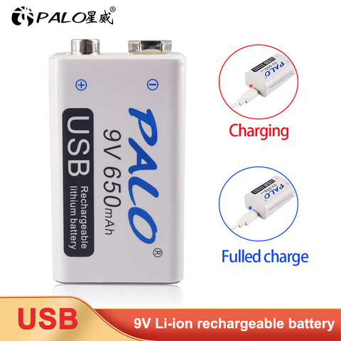 PALO-batería recargable de iones de litio, 650mAh, 9V, 6F22, microusb, para multímetro, micrófono, juguete, Control remoto, KTV ► Foto 1/6