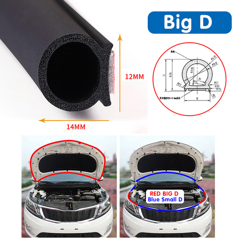 Sello de goma tira junta de la puerta grande tipo D tira de sellado para puerta de coche Universal ruido aislamiento coche Epdm impermeable de caucho sellos para Auto ► Foto 1/6