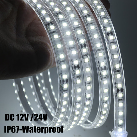 Tira de luces LED de 12V/24V CC, resistente al agua, IP67, 120LEDs/m, blanco Natural, 4000K/blanco cálido, Flexible, lámpara de luz LED 2835 m-10m ► Foto 1/6