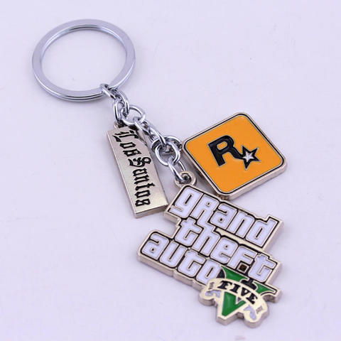 ZRM juego Grand Theft Auto 5 llavero hombres Fans carta clave cadena Grand Theft Auto estrella de Rock de modulación clave hebillas accesorio del coche ► Foto 1/6