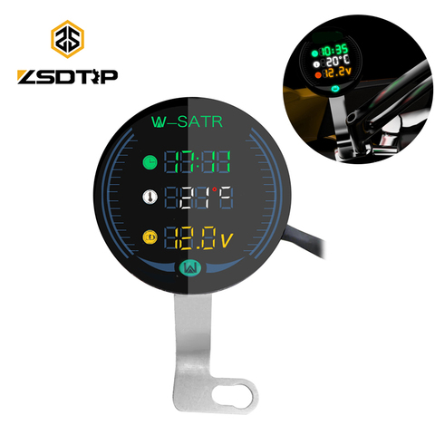 ZSDTRP motocicleta impermeable 9-24V 3-en-1 visión nocturna voltímetro manómetro pantalla LED voltímetro tiempo reloj de temperatura ► Foto 1/6