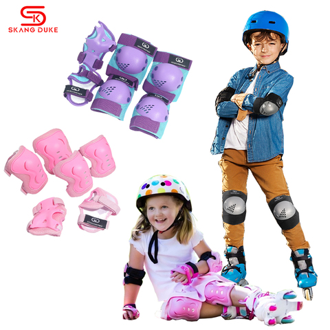 Coderas de rodilla con protectores de muñeca para niños, equipo de protección profesional para montar, patinaje sobre ruedas, Protector de seguridad para deportes al aire libre, 6 unid/set ► Foto 1/6