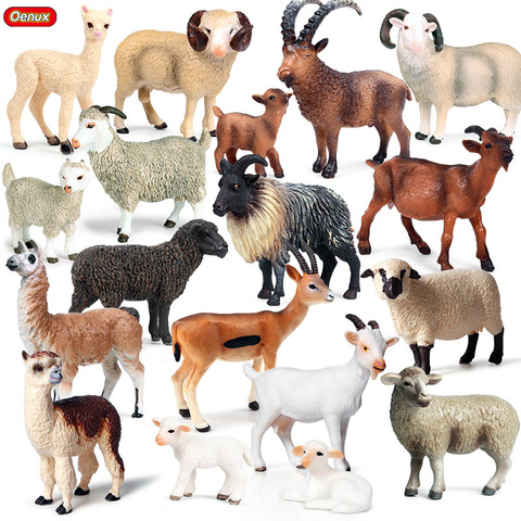 Oenux clásico Animal de granja de Alpaca de cordero ovejas cabra figura de acción modelo de aves figuras miniatura lindo juguete para chico ► Foto 1/6