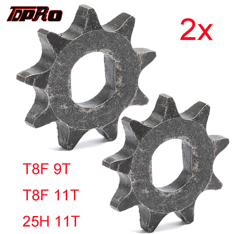 TDPRO 2 uds Metal 9T 11T piñón delantero para T8F cadena 25H 2 tiempos 43cc 47cc 49cc suciedad bicicleta Scooter piezas de ATV Mini bicicletas de bolsillo ► Foto 1/6