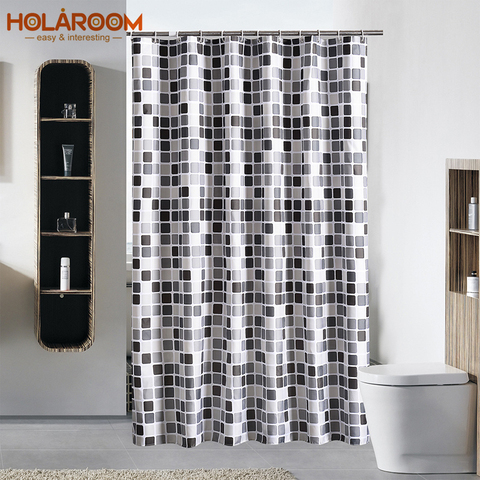 Cortina de ducha con diseño geométrico, 12 ganchos, estampado de mosaico, cortinas de baño de poliéster de calidad para decoración del hogar ► Foto 1/6