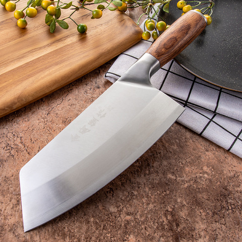 SHUOJI 4Cr13 cuchillo de Chef 7 pulgadas cuchillos de cocina carne de pescado y verduras cuchillo de corte súper hoja afilada Rosewood Cleaver ► Foto 1/6