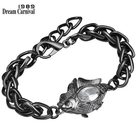 DreamCarnival1989 negro fabuloso de la pulsera para las mujeres pez feliz brillante Zirconia joyería para fiesta de compromiso genial Color de la pistola WB1244 ► Foto 1/6