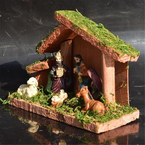 Figuritas de cuna de Navidad para bebés, adornos en miniatura, iglesia, regalo de Navidad, decoración del hogar ► Foto 1/6