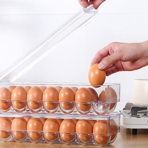 Huevos bandeja transparente espesar huevo de plástico contenedor de almacenamiento de 12/ 18 rejilla sostenedor del huevo para el hogar refrigerador caja para guardar huevos para la cocina ► Foto 1/6