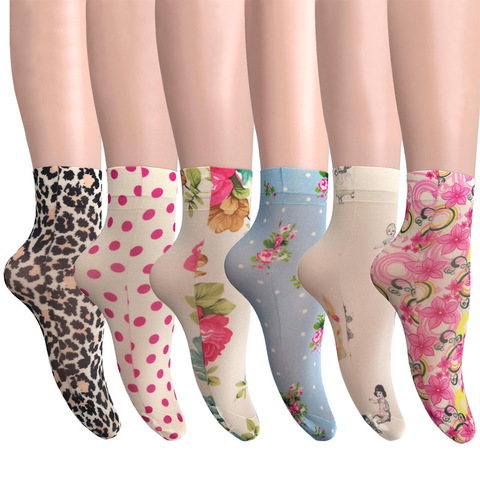 KASURE-calcetines tobilleros con estampado de mariposas y flores para mujer, calcetín elástico, suave, para primavera y verano ► Foto 1/6