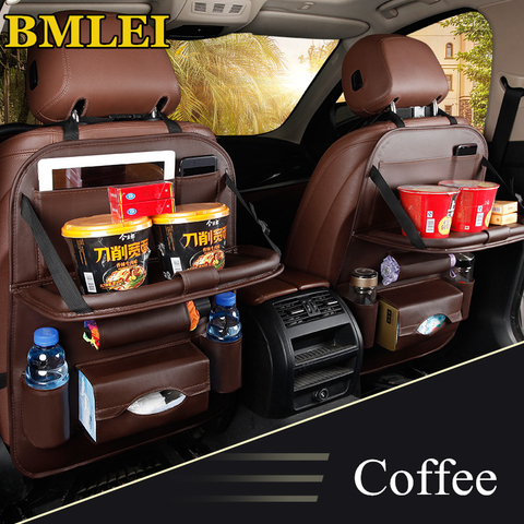 Mochila para asiento de coche, organizador de mesa plegable, caja de bolsillo de almacenamiento para silla de bebidas, accesorios para automóviles ► Foto 1/6