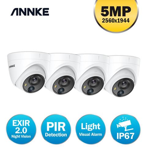 ANNKE-cámara de seguridad con cable TVI PIR, dispositivo de seguridad con luz blanca, alarma Visual para exteriores, impermeable IP67, Kit CCTV de detección PIR, 4x5MP ► Foto 1/6