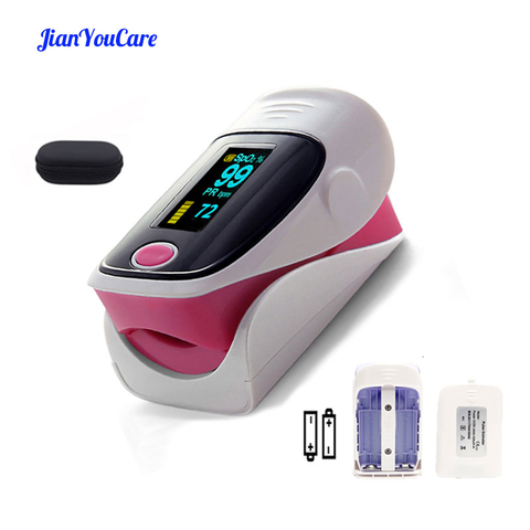 JianYouCare-oxímetro Digital OLED, pulsioxímetro médico SPO2 PR, oxímetro Digital para dedo con alarma de salud, con estuche ► Foto 1/6