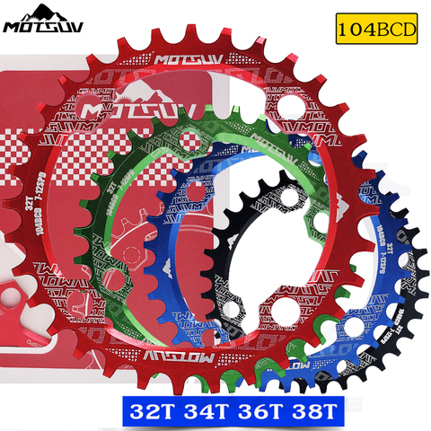 Motosuv ovalado redondo bicicleta Crank & Chainwheel 104BCD Wide Narrow Chainring 32 t/34 t/36 t/38 T Crankset MTB Bike Bicycle partes ► Foto 1/6