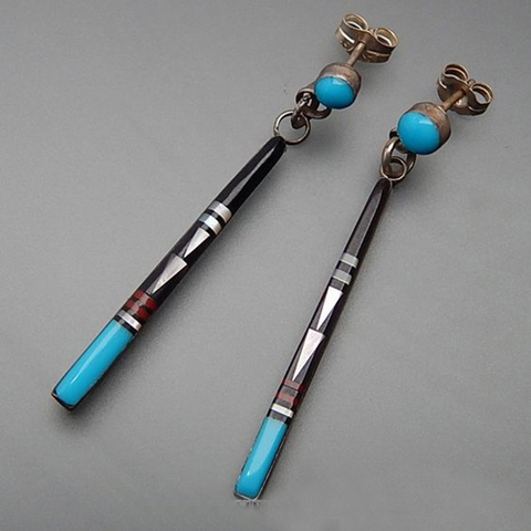 Pendientes largos de Metal con forma de varilla para Mujer, joyería Tribal hecha a mano, con piedra azul, étnico bohemio, Brincos para Mujer ► Foto 1/5