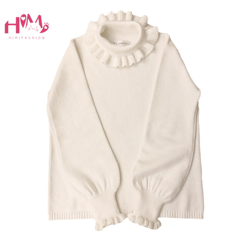 Cuello alto blanco de punto suéter de punto de mujer otoño 2022 Vintage de chicas lindas de manga larga rojo Jersey suéteres de Navidad ► Foto 1/6