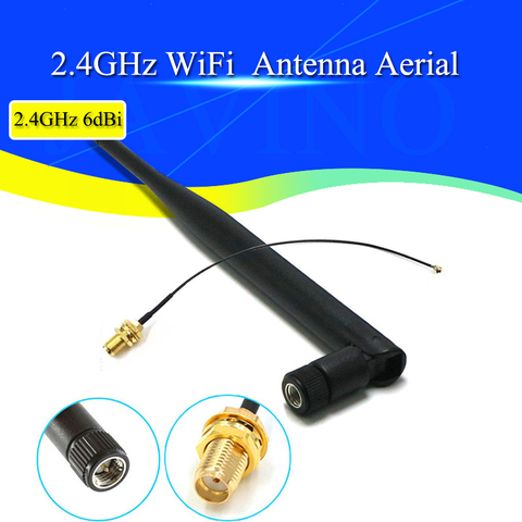 Antena aérea inalámbrica con WiFi de 2,4 GHz, 6dBi, 2,4g, enrutador macho de RP-SMA aérea + 15cm, PCI U.FL IPX a RP SMA, Cable de cola de cerdo macho ESP8266 ESP32 ► Foto 1/4