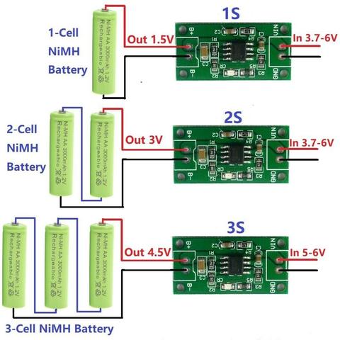 Módulo de Carga inteligente de batería de litio recargable 1S, 2S, 3S, 1A, NiMH, voltaje de carga de 1,5 V, 3V, 4,5 V, 5V, entrada de 3,7 V-6V, 5V, 4,2 V ► Foto 1/3