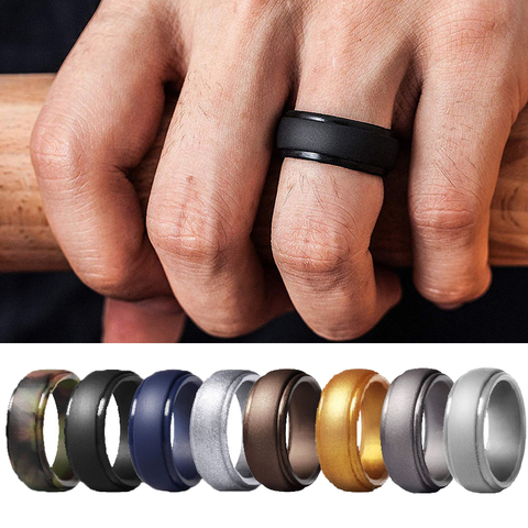 Anillo de goma de silicona para hombre, 1 unidad, bandas de boda de goma flexibles para deportes y exteriores, joyería deportiva, accesorios de moda ► Foto 1/6