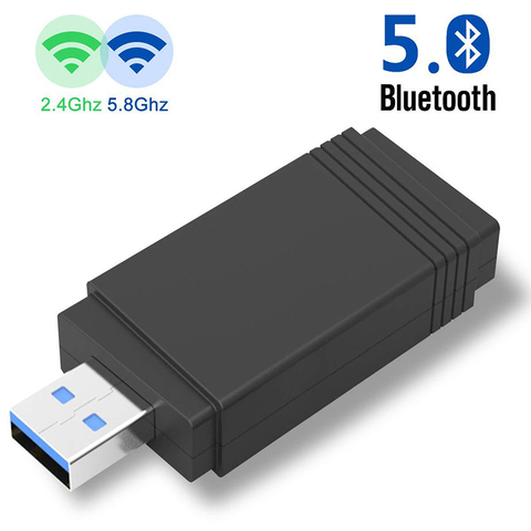 Adaptador USB 3,0 Wi-fi de 1200Mbps, banda Dual de 2,4 Ghz/5,8 Ghz, Bluetooth 5,0/WiFi, adaptador de antena MU-MIMO 2 en 1 para PC y portátil ► Foto 1/6