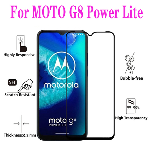 Protector de pantalla de película para Moto, cristal templado 3D para Motorola Moto G8 Power Lite, cubierta completa, 9H ► Foto 1/6