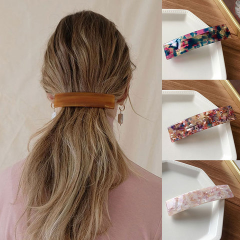 Pinzas geométricas para el pelo rectangulares para mujer, pasadores con estampado Floral de leopardo, horquillas para mujer, Clips de acetato, accesorios para cabello de resina ► Foto 1/6