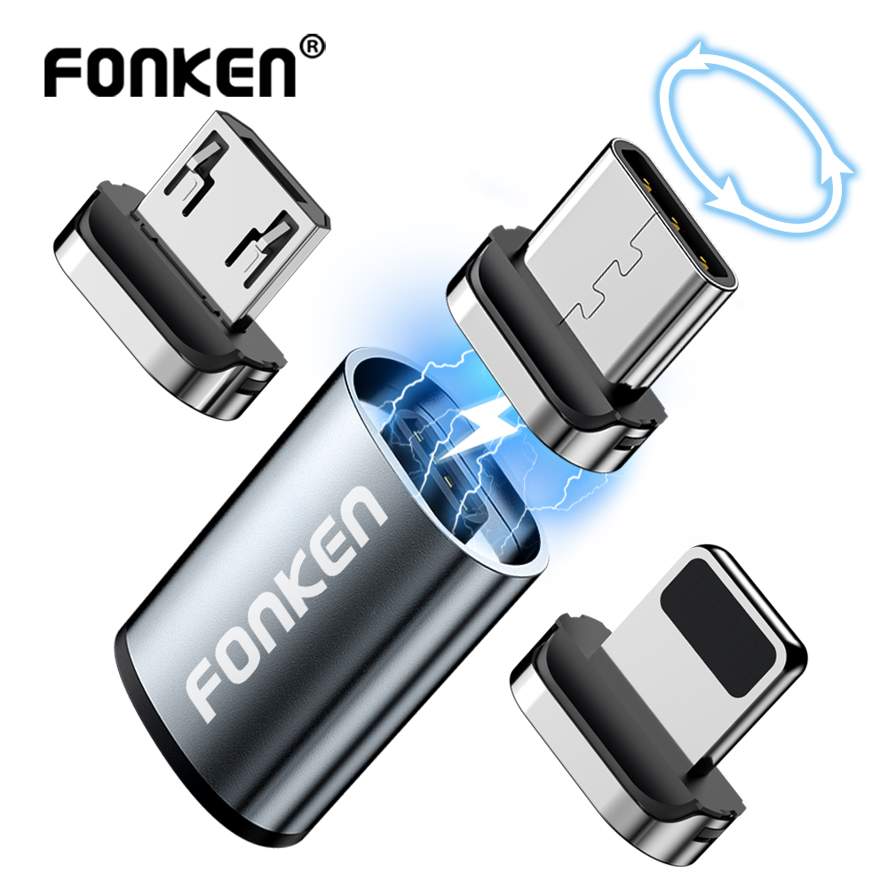 Fonken Cable magnético macho punta conector de Cable USB tipo C magnético adaptador de carga Micro USB magnético Cable convertidor de Cable cargador de punta ► Foto 1/6