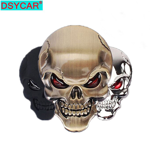 DSYCAR 1 Uds moda 3D cráneo de Metal de aleación de Zinc pegatina de coche Logotipo de moto cráneo emblema insignia coche pegatinas de diseño nuevo ► Foto 1/6