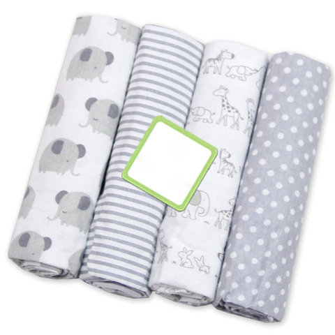 4 unids/pack 100% de franela de algodón de bebé manta de bebé suave muselina pañales para bebé muselina de envoltura tipo faja Swaddle 76*76 CM ► Foto 1/6