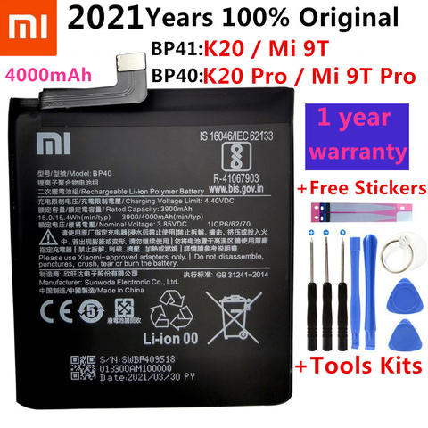 Batería de repuesto Original para Xiaomi Redmi K20 Pro, Mi 9T Pro, Mi9T, Redmi K20Pro, 100% mAh, BP41, BP40, 4000 ► Foto 1/5