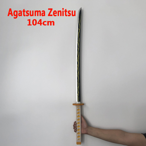 Cosplay japonés de Kimetsu no Yaiba, espada, demonio, asesino, Agatsuma, Zenitsu, cuchillo Ninja, 104cm de PU de juguete, 1:1 ► Foto 1/6